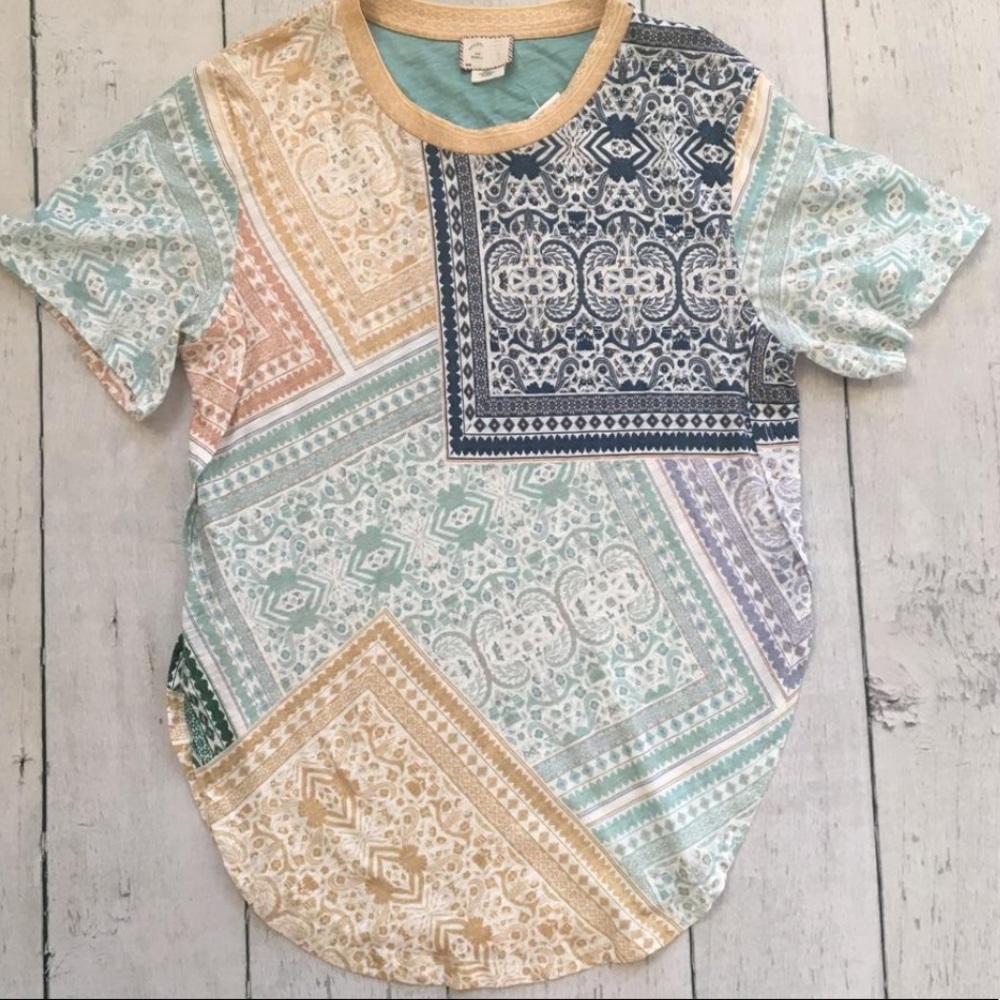 Anthropologie Multicolor Postmark Patchwork Tshirt - image 8